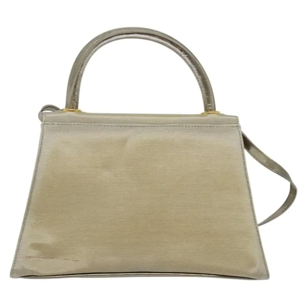 Salvatore Ferragamo Nylon Vara Handbag Beige